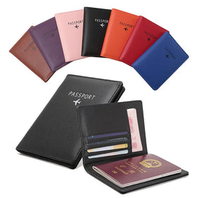 Large Capacity PU Leather RFID Blocking Travel Passport Holder Cover Wallet with Card Slot Ticket Holder for Men Women