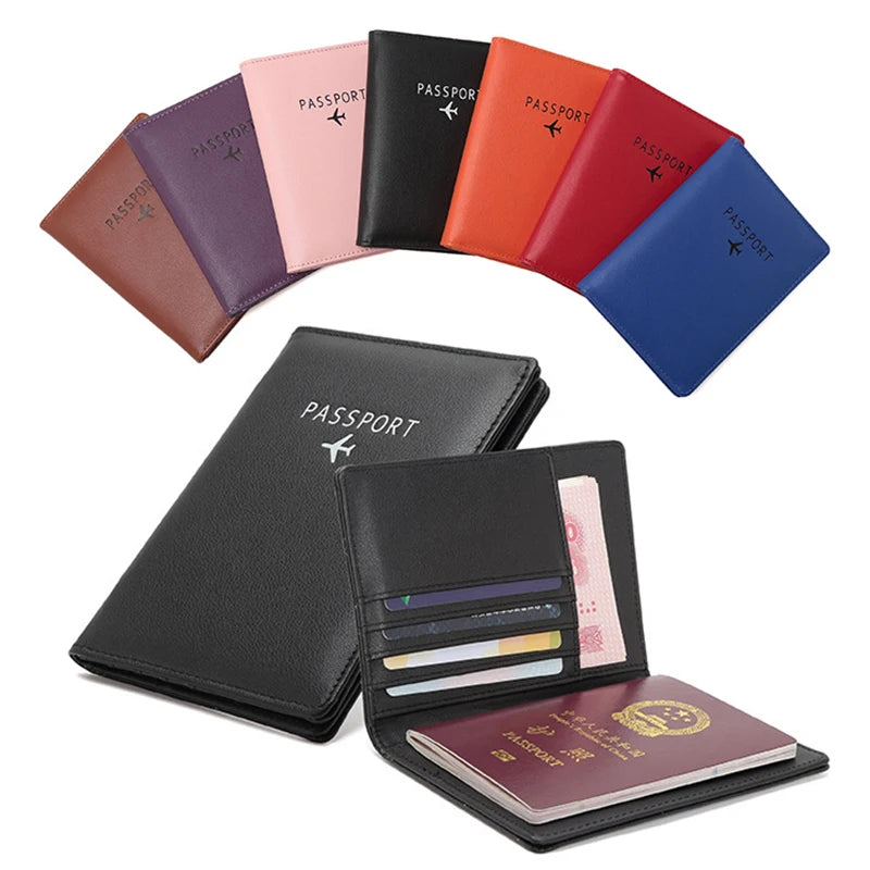 Large Capacity PU Leather RFID Blocking Travel Passport Holder Cover Wallet with Card Slot Ticket Holder for Men Women