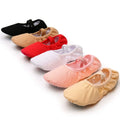 Delicate Girls Soft Ballet Moccasins Genuine Leather Dance Shoes with Cotton Lining Canvas for Practice and Stage Performance