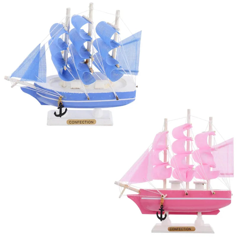 Nautical Home Wood Crafts Sailboat Sculpture Cake Desk Car Decoration Wooden Model Sail Boat Sail Ship Boats Arts and Crafts