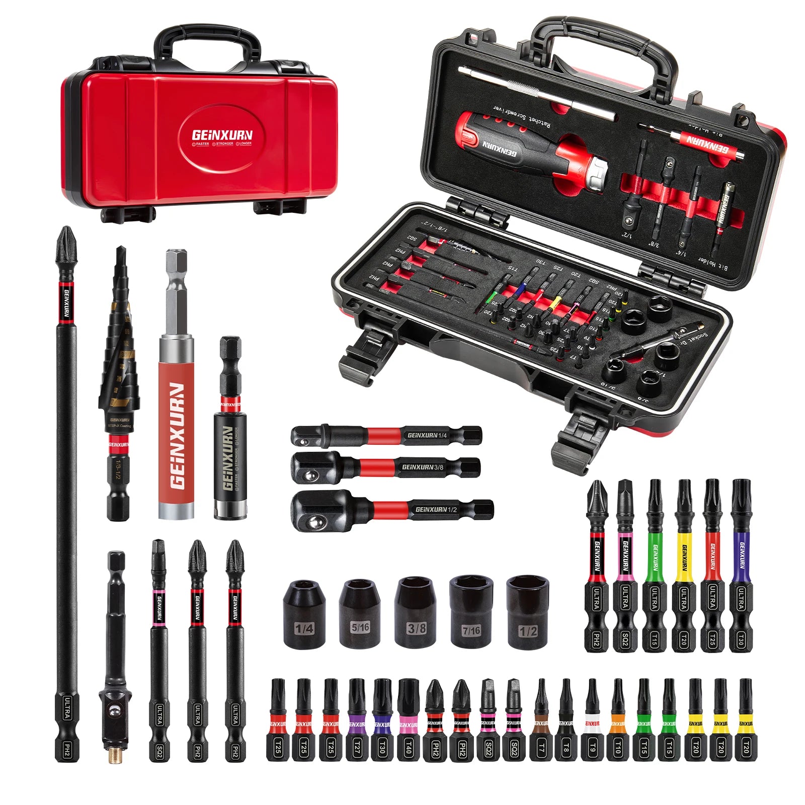 42-Piece Automotive Impact Driver Bit Set Hard Case Bit Holder OEM Customizable Waterproof S2 Alloy Steel All-Vehicle Repair
