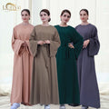 Drop Shipping Loriya Popular Women Abaya Dress Summer Casual Loose Plus Size Solid Color Simple Modest Dress for Muslim Women