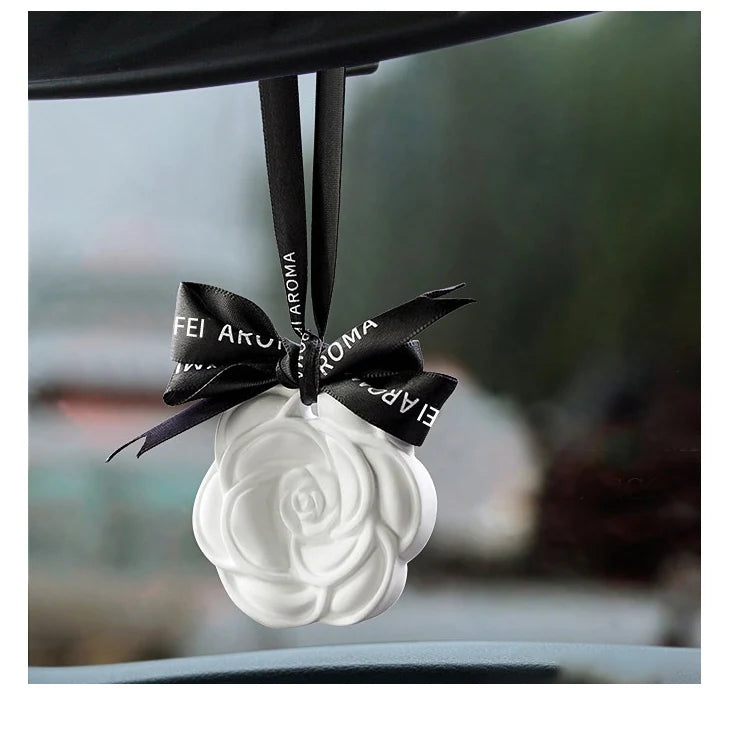 Ceramic flower camellia Aromatherapy vehicle essential oil diffuser Stone reed diffuser