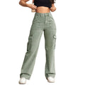 Mid Waist Flap Pocket Side Cargo Straight Style Casual Jeans Plus Size