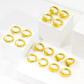 JUSNOVA High End Vintage Stainless Steel Earrings 18k Gold Plated Geometric Hoop Zircon Pendientes Hypoallergenic