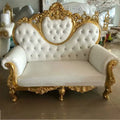 Luckygoods European Style Royal Sofa Chair Solid Oak Wood PU Leather+Gold Frame Furniture SF210511-38