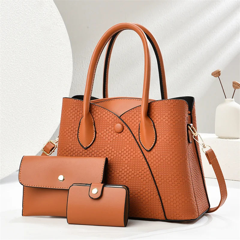 2025 New Designer Women's Preppy Style Tote Purse Ladies' Shoulder Bag Chain Decoration PU  Zipper Closure Portable Handbag