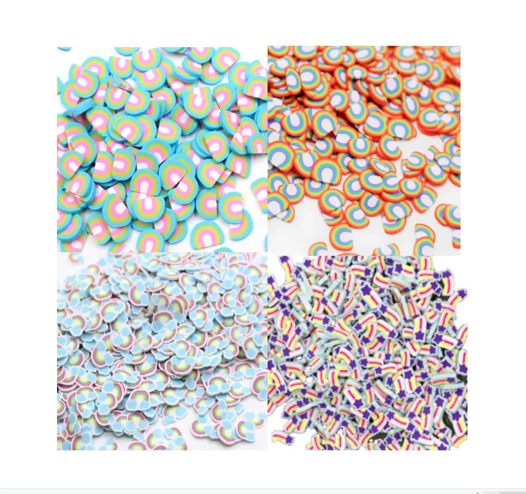 Blue Rainbow Slices Sprinkles for Slime Supplies Toy Polymer Clay Charms Accessories Addition for Fluffy Clear Slime