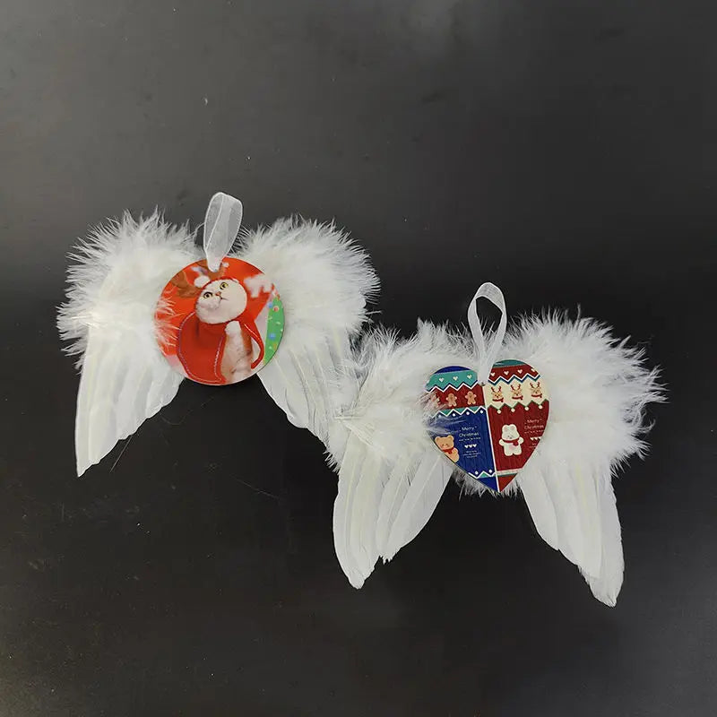 Double Sided Christmas Tree Decoration Sublimation Angel Wing Ornaments