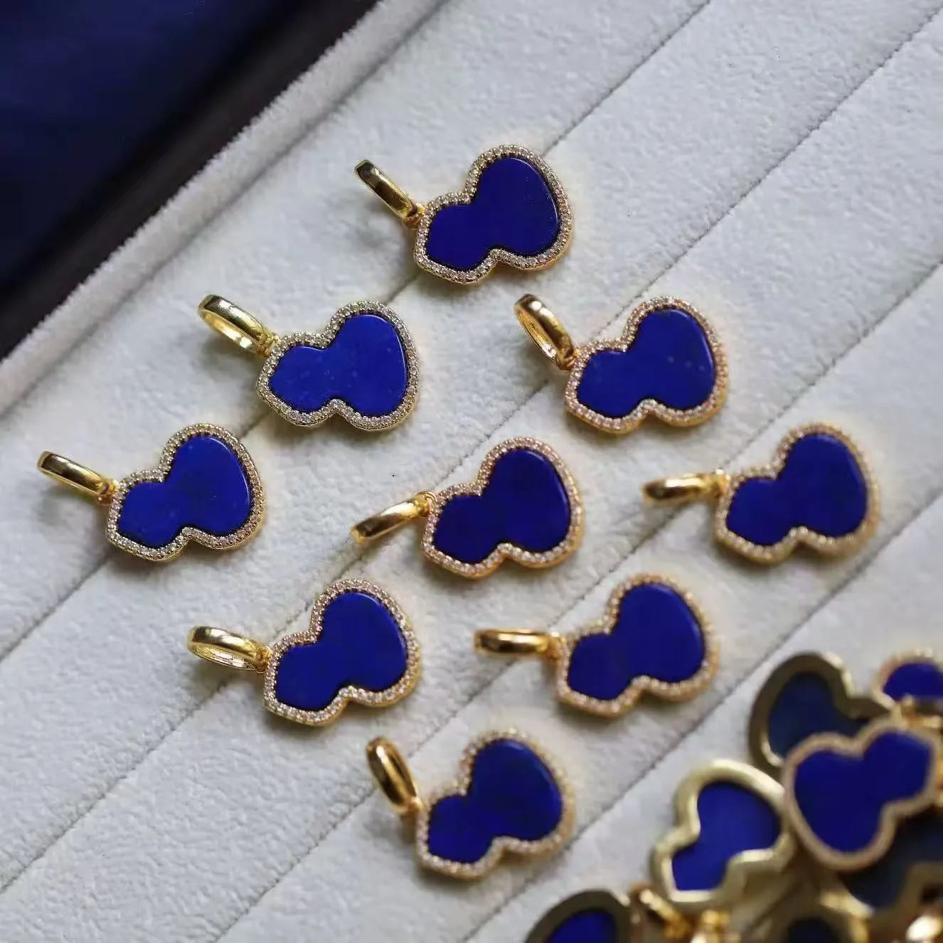 Gold Plated Natural High Quality 19*15mm Lapis Lazuli hulu Charm Pendant for Crystal Healing