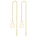 Irregular Geometric Roman 18k Gold Plated Double Circle Long Chain Drop Earrings