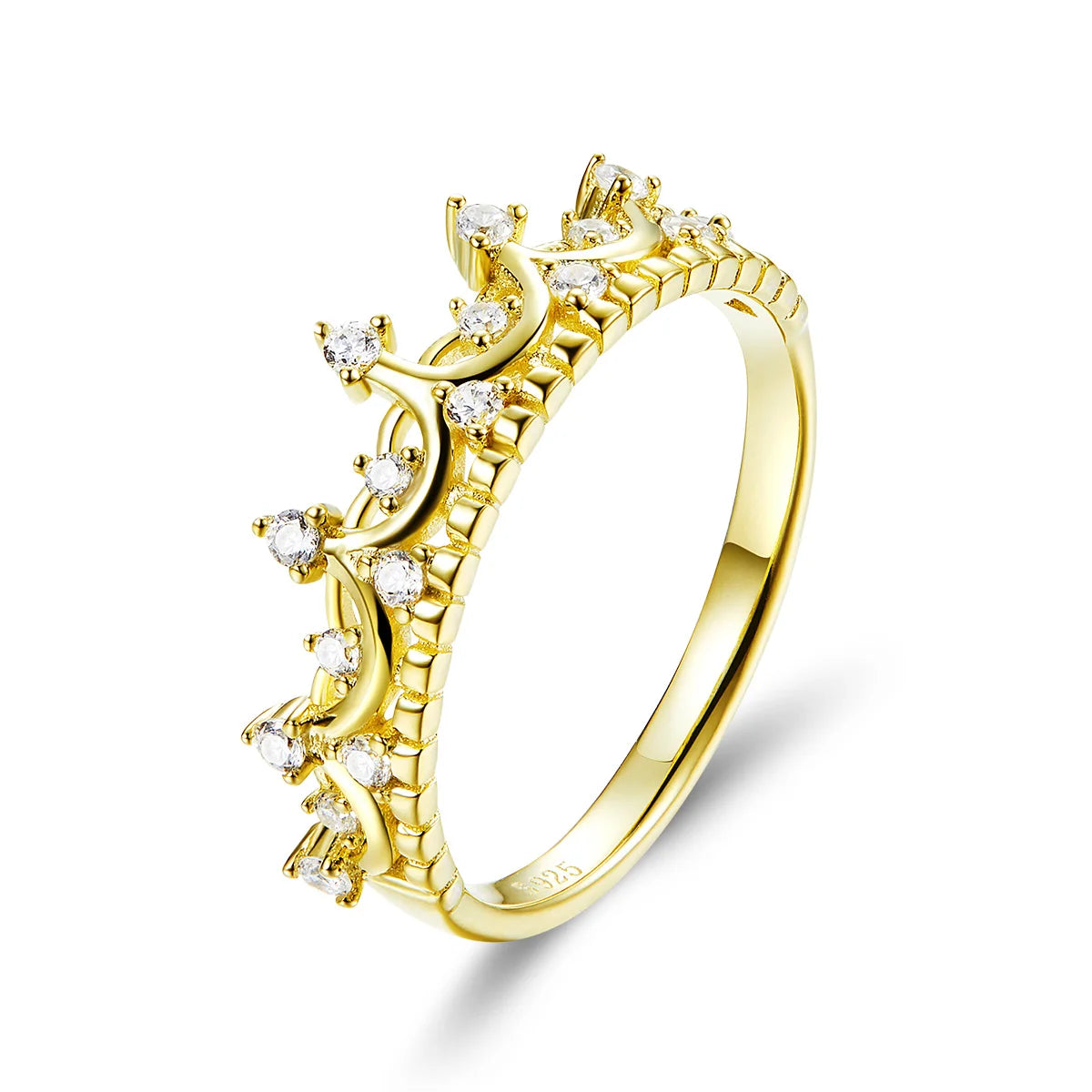 Authentic 925 Sterling Silver Princess Crown Gold Color Crown Rings for Women Wedding Ring Jewelry Anel SCR493