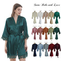Hot Sale Three Quarter Sleeves Women and Children Same Color Lace Trim Bride Bridesmaid Silk Satin Robes