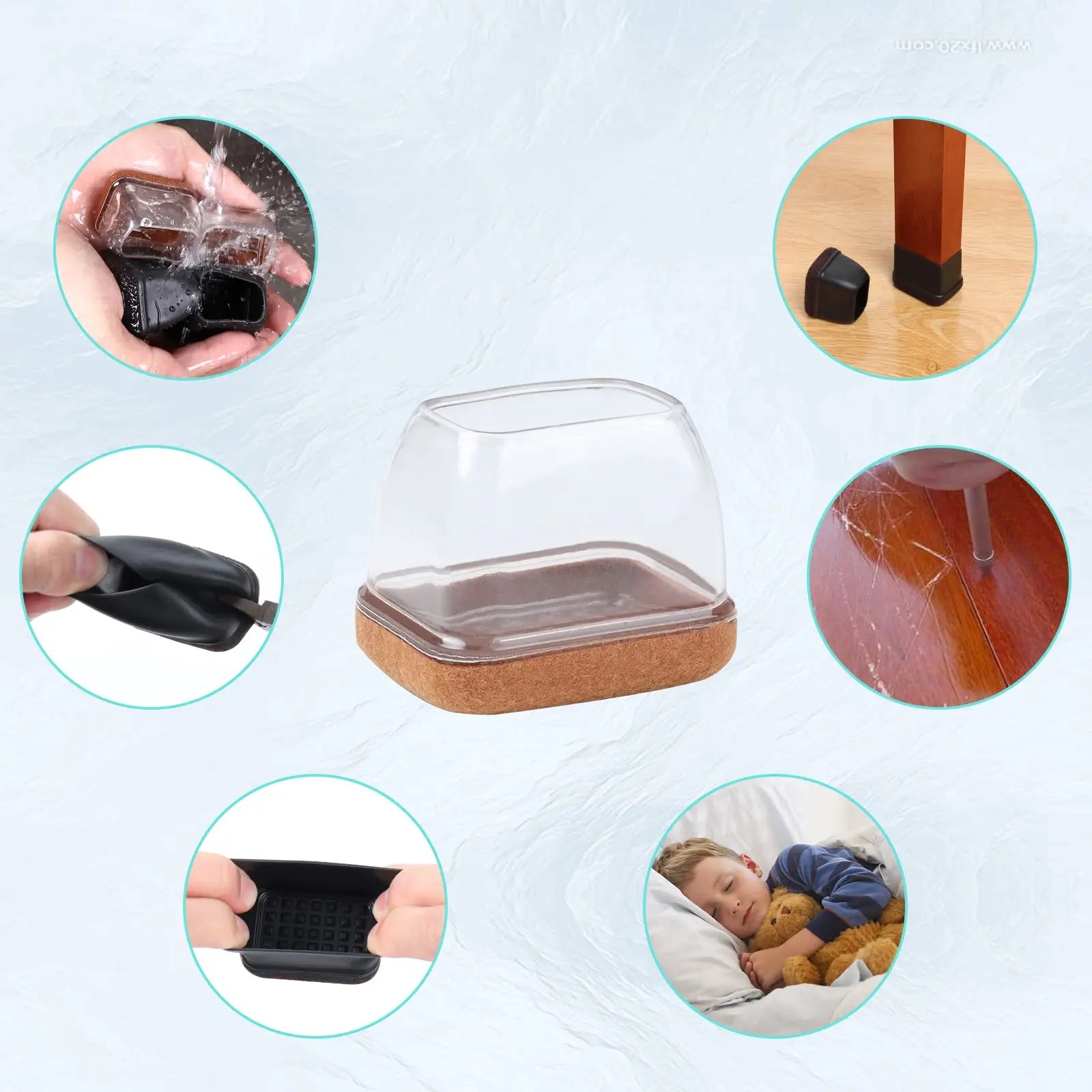 Furniture Chair Leg Floor Protectors Anti-Slip Silicone Pad with Felt for Chairs