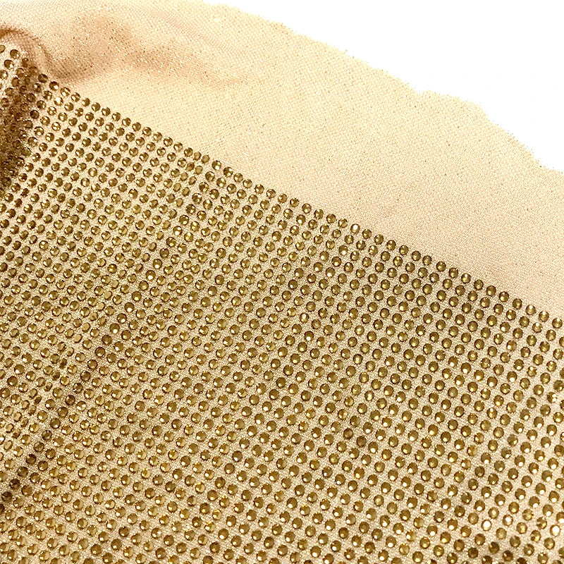 F002 Hot Sale Rhinestone Fabric Crystal 100CM Elastic Rhinestone Fabric With Crystal Mesh