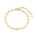 2022 New Trendy Stainless Steel 18K Gold Plated Lucky Charm Bracelet Pearl Tail Chain Heart Bracelet