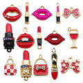 16pcs Per Bag Enamel Lips Charm for Jewelry Making Jewelry Charm