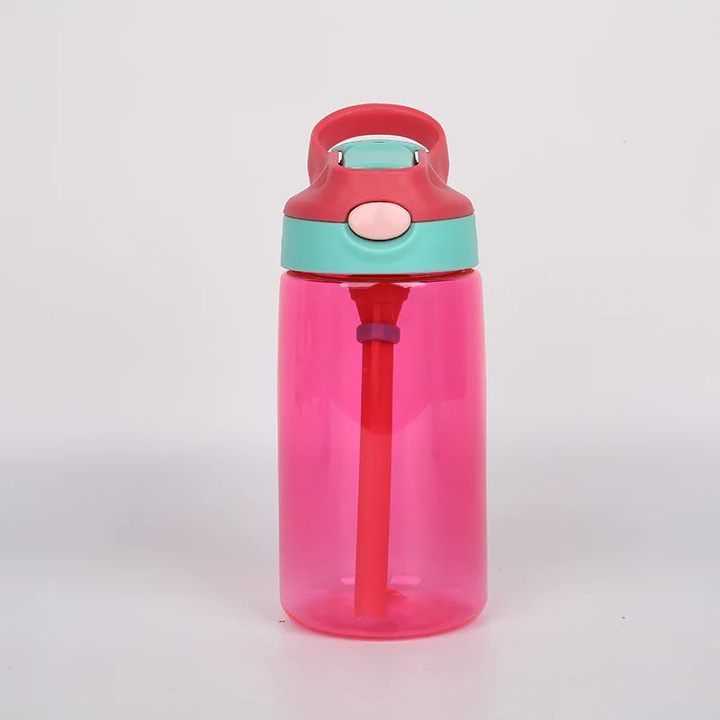 Wholesale customized 500ml christmas decoration bottle plastic drink water bottle with straw for kids