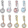 Fashion Piercing 4 CZ Zircon Belly Button Ring Stainless Steel Jewelry Belly Button Ring for Women