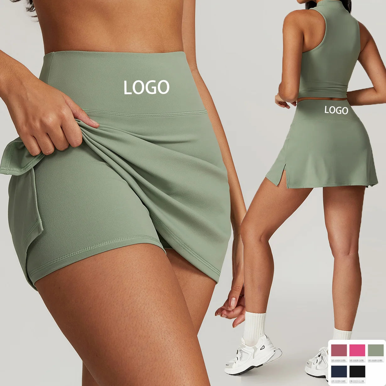 New Arrival Womens Flowy Shorts Athletic Slit Slit Wear Tennis Skirts Blocking Pleated Tennis Dresses With Clothing