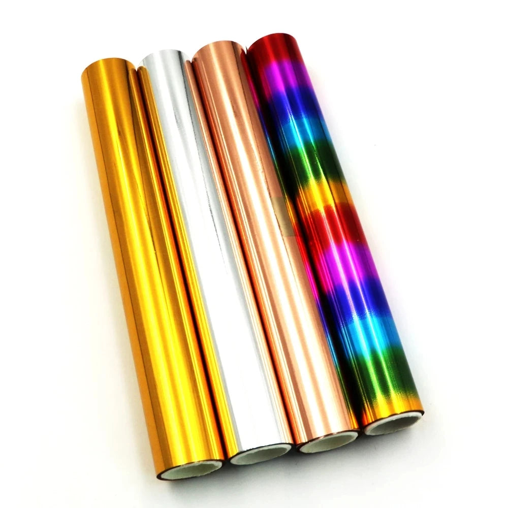 32cm X 5m Per Roll Gold Silver Holographic Craft Foil Paper Hot Stamping Toner Reactive PET Material for Laminator America Craft