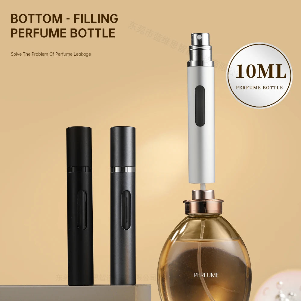 Factory Wholesale Mini Travel Refillable 5ml 8ml Aluminum Perfume Bottles Every Color with Glass Collar for Men and Women