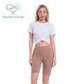 Shanhao Women's Reusable Nylon Yoga Hip Shorts Comfortable Mid Waist Super Stretchy Quickly Dry Sports Wear Plus Size Breathable