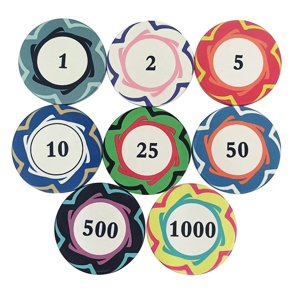 Wholesale Colorful 10g Ceramic Poker Chips 39mm Cheap Custom logo Design with Your Own Cash Value for Other Gambling Productrs