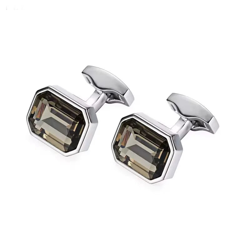Wholesale Coffee Brown Crystal Diamond Elegant Cufflink Custom Mens Suit Shirt Fashion Accessory Wedding Tuxedo Trendy Jewelry