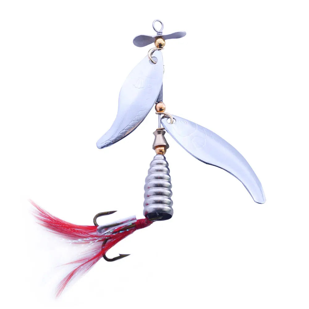 Wholesale SP196 9.6cm 13.2g Metal Spinner Baits Spoon Fishing Lures with Feather Hook