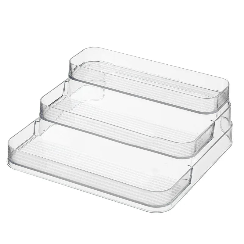 Kitchen Household Cosmetic Makeup Storage Shelf Organizer Desktop Acrylic Clear Steps 3 Layer Condiment Spice Rack