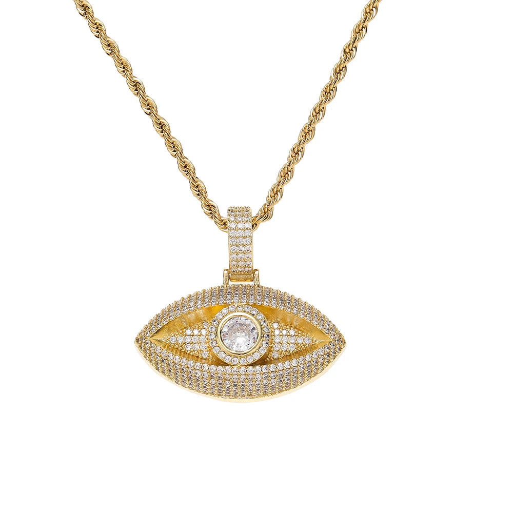 CN425  Brass Micro Pave Zircon Pendant Iced Out Zircon Necklace Hip Hop Jewelry