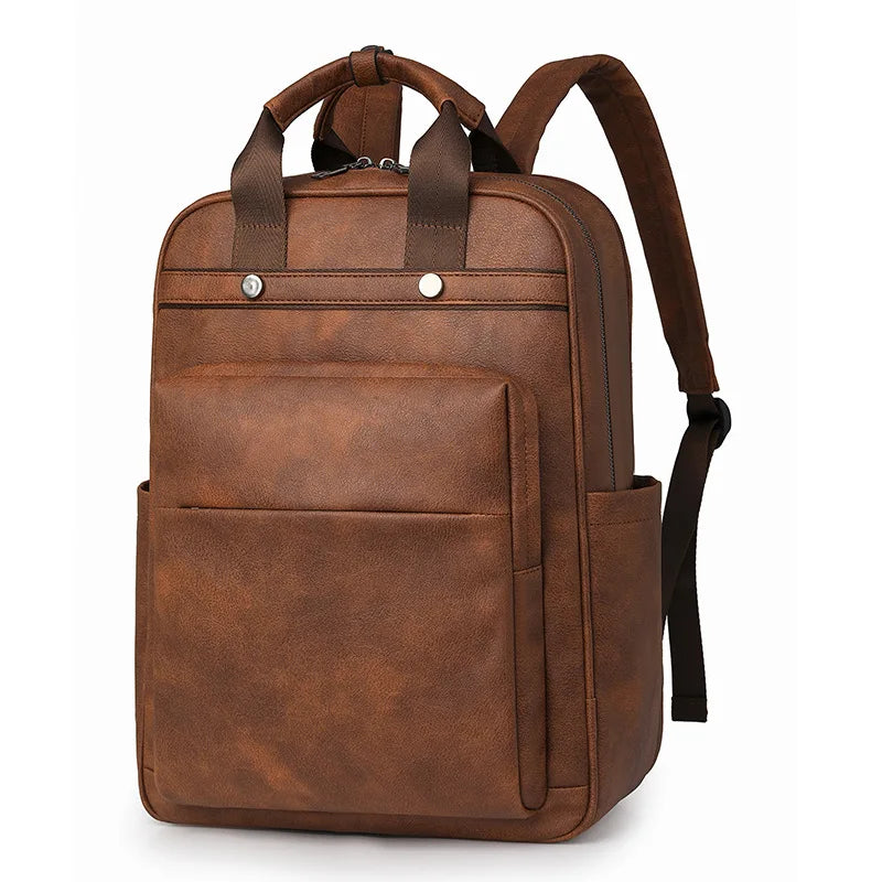 Women's Fashionable PU Double-Shoulder Backpack Large Capacity Multi-Functional Zipper Closure for Commuting Leisure College