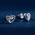 Wholesale Earrings Jewelry Rhodium Plated Cubic Zirconia Love Heart Stud Earring 925 Sterling Silver Fine Jewelry Earrings
