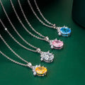HOVANCI Vintage Geometric Oval Round Sapphire Pendant Necklaces 6 Crystal Rhinestone Egg Shape Diamond Necklaces