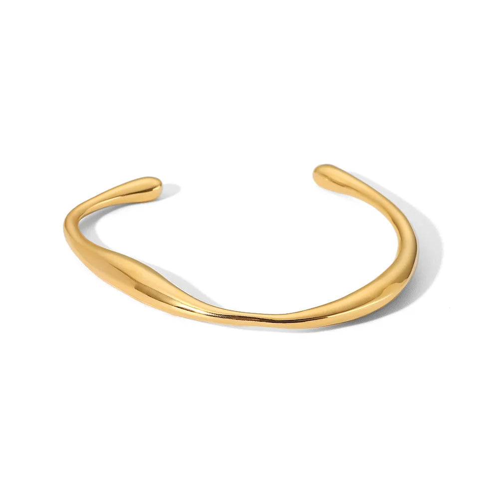 New Girls Fashion Titanium Steel 18K Gold Stainless Steel Shaped Opening Bracelet Stainless Steel Bangles for Women