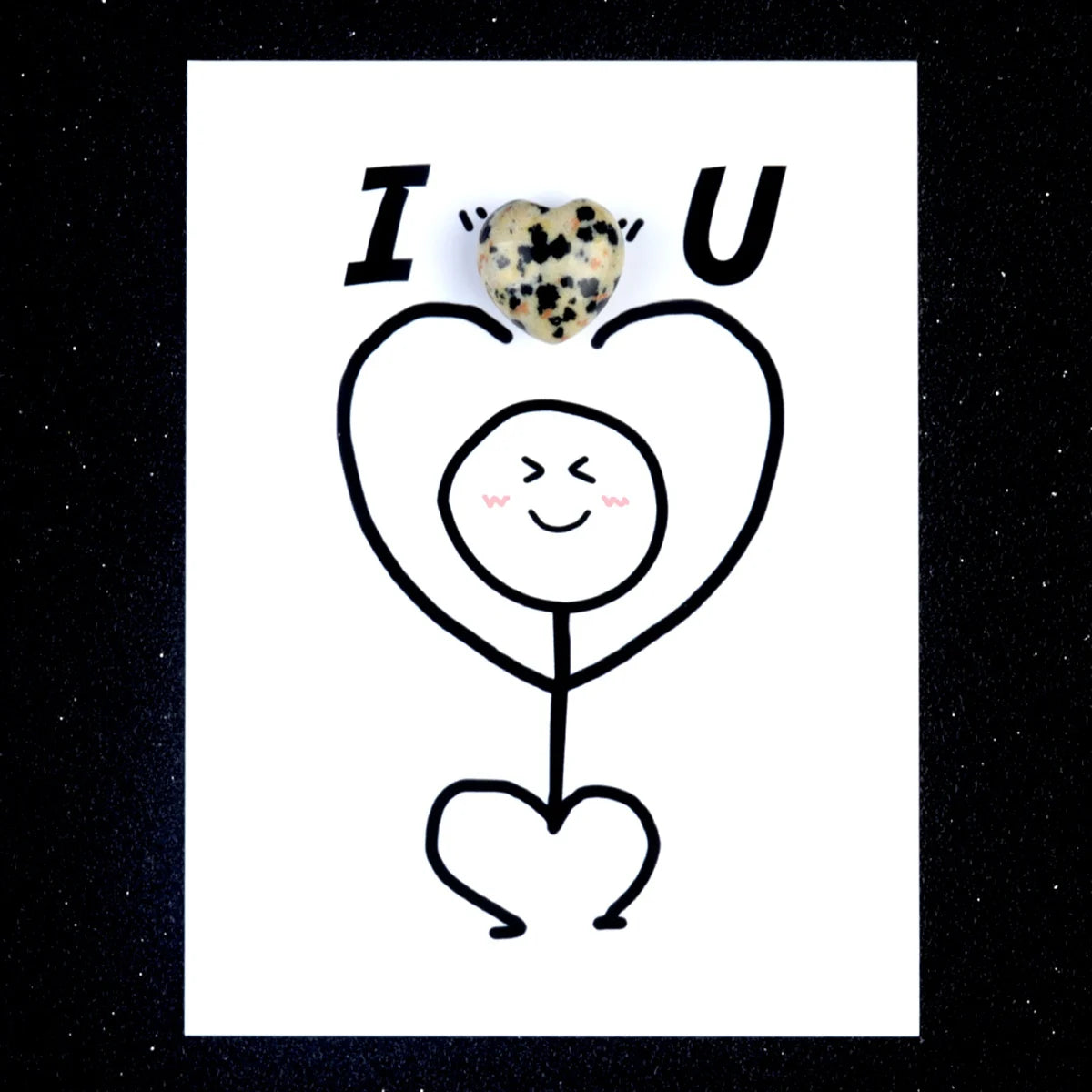 Necklace Pendant Making Material Natural Dalmation Jasper Gemstone Heart Shape Cartoon Card Packing Gemstone