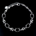 Sterling Silver 7*9mm Semi Mount Bracelet Empty Support Blank Claws Setting S925 Base Holder Without Center Stone Inlay for DIY