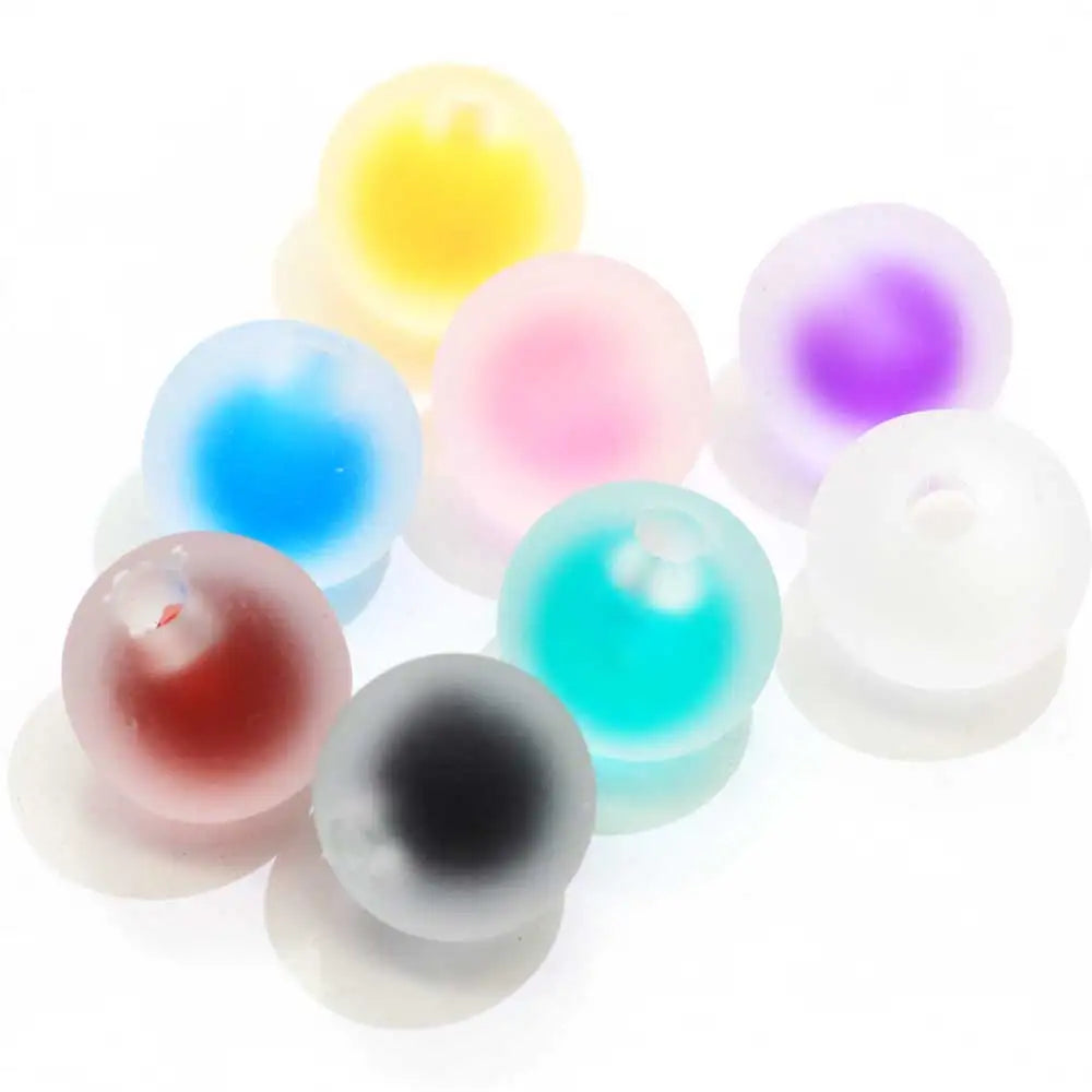 Dreamlike Frosting Acrylic Round Ball Beads Half Hole for Earrings Pendant Making Accessories