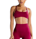 Red Nylon/spandex Seamless Beautiful Back Fitness Yoga Backless Camisole Detachable Chest Pad