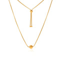 New 18K Gold Stainless Steel Box Chain Steel Gold Ball Pendant Necklace Ins Style Niche Design Pull-out Collarbone Chain