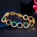 Personalized Green Color Cubic Zirconia Stone 18k Gold Plated Round Circle Tennis Bracelet Jewelry for Women Party Engagement