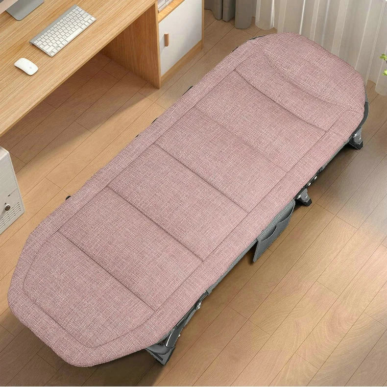 Portable Adjustable  Soft Pillow & Bed Two in One Office Lunch Break Sleeping Reclining  Steel Folding Bed for Girls