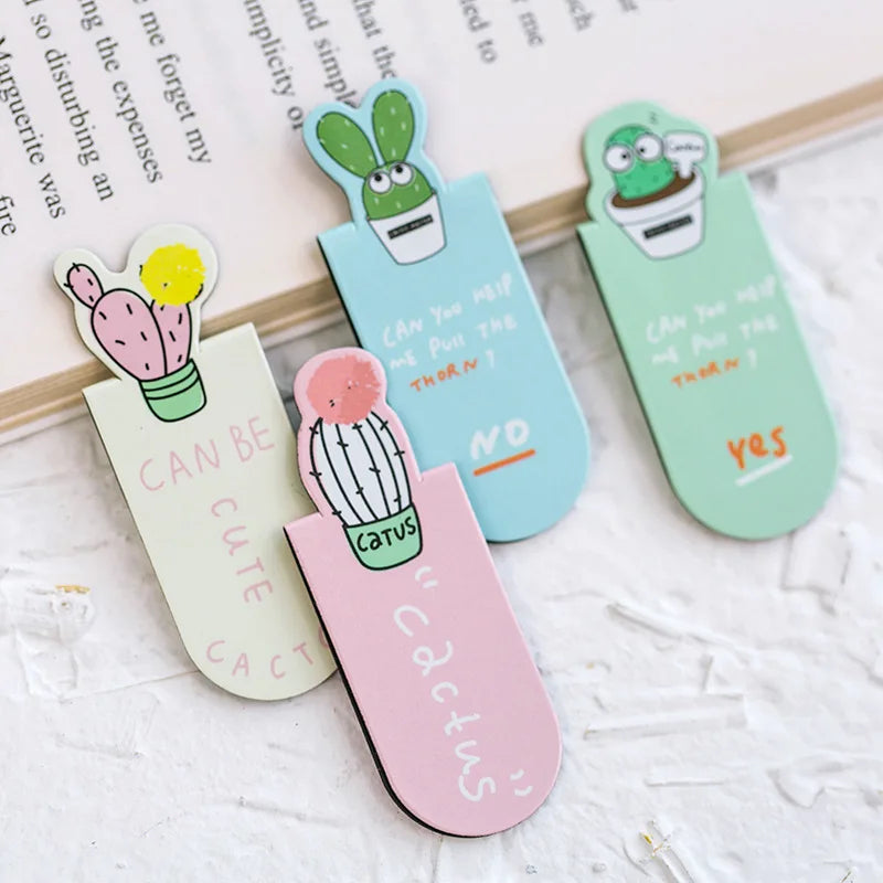 Cartoon Cactus Shape Magnetic Bookmarks Cute Paper 3d Bookmarks Lovely Magnet Page Clips Bookmark for Student