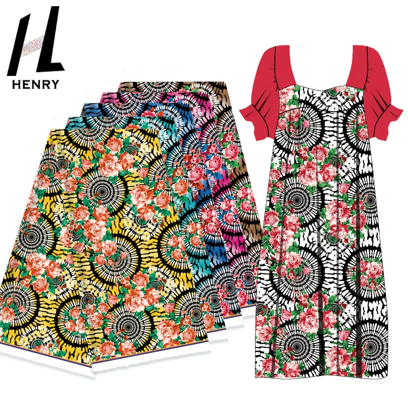 Henry Wholesale Clothing Fabric 100% Polyester Retro Digital Printing Custom Dress Fabric