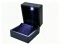 Stock Black LED Square Earring Box Velvet Lining Embossed Printing Buckle Closure Customized Logo for Luxury Jewelry Packaging