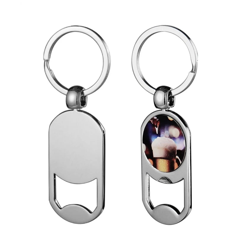 Sublimation Blank Bottle Opener Shape Keychains Metal Custom Photo Keychain