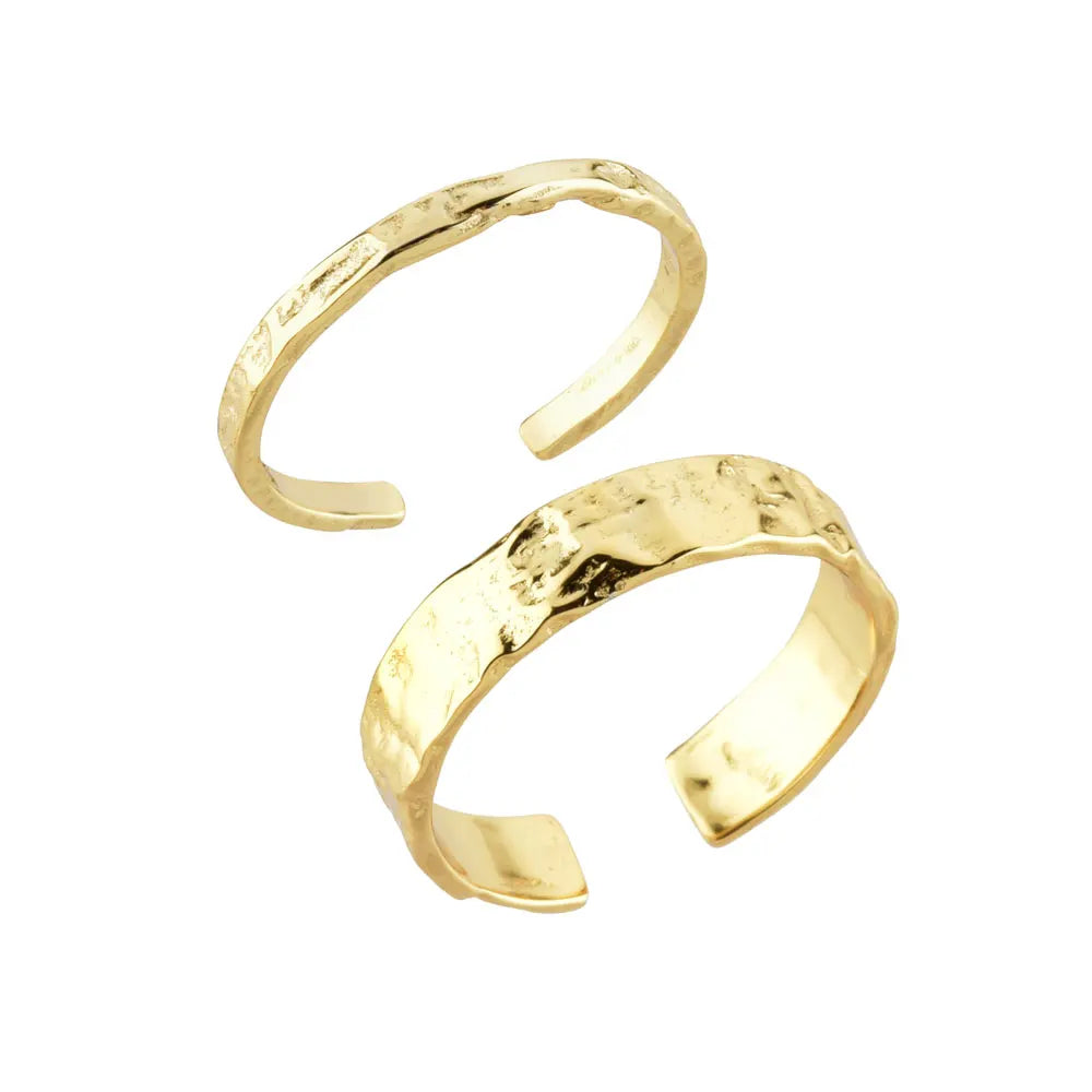 FUAMAY 925 Sterling Silver Ring Thick Wide Ring Bands Unisex Hammered Ring