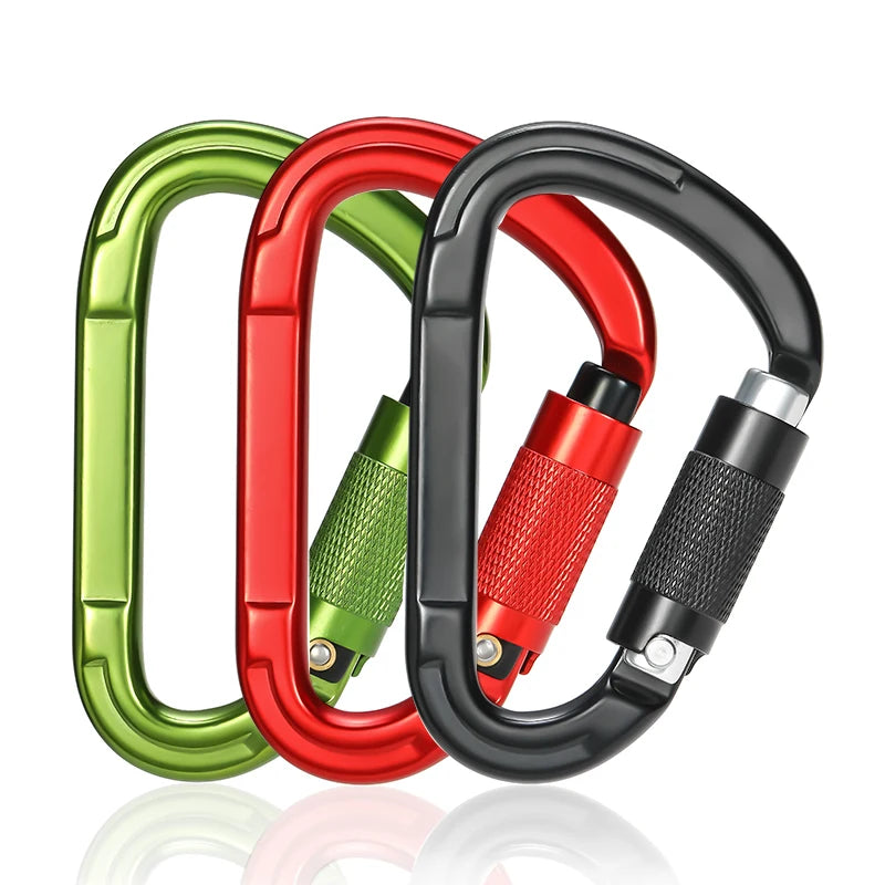 CLIWIZ High Strength 25kN Aluminum Alloy D-shape Screwgate Snap Hook Carabiner for Climbing SGM7103TN
