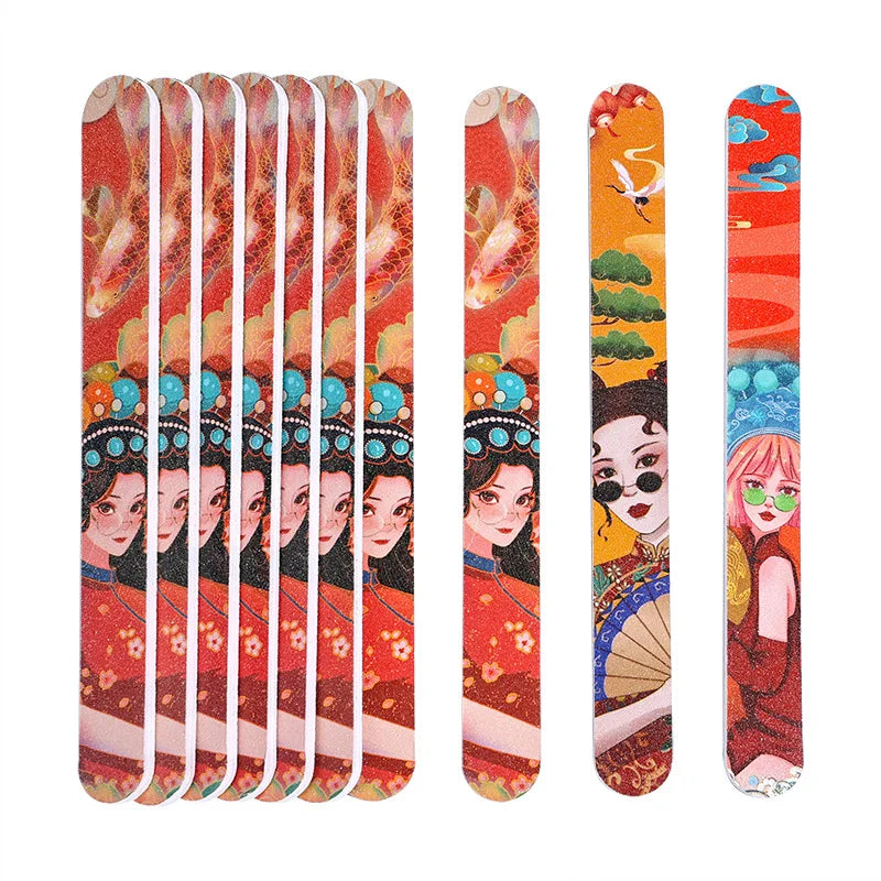 180/180 Nail Polish Tool Printed Beautiful Girl Double Sided Printed Nail Polish Strip Manicure Nail File